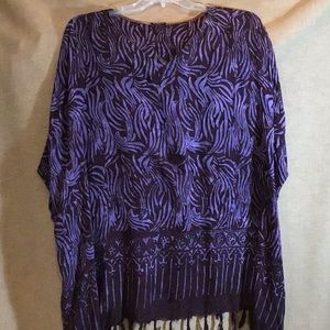 ✔️Batik V-Neck Shirt in Plum/Brown Plus Size